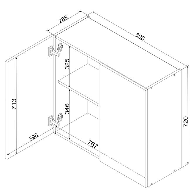 Kuchynská skrinka Cosmo Gianna W80 Biely Aljašský/DubArtisan
