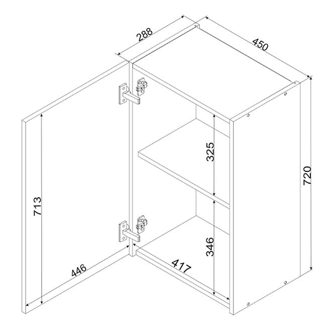Kuchynská skrinka Cosmo Gianna W45 P/L Biely Aljašský/DubArtisan,2