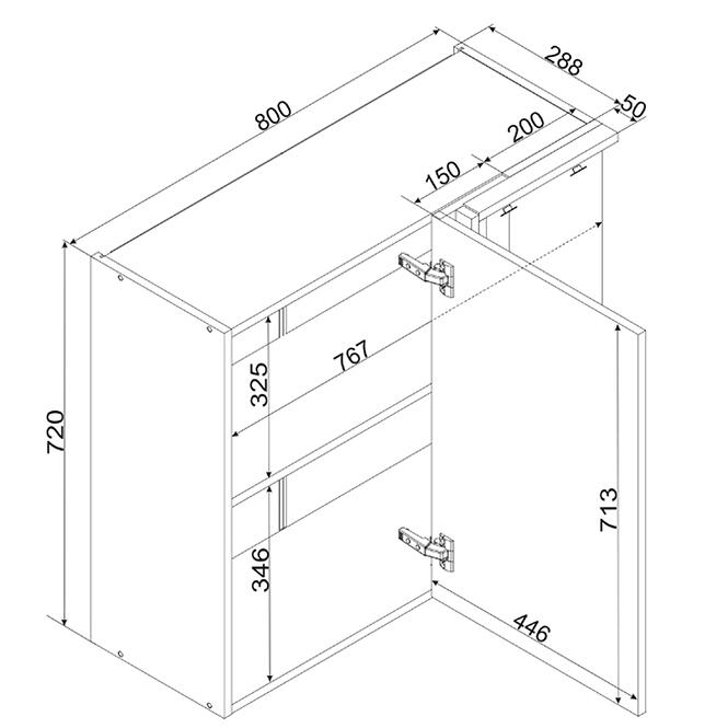 Kuchynská skrinka Cosmo Gianna Wnp P/L Biely Aljašský/DubArtisan,2