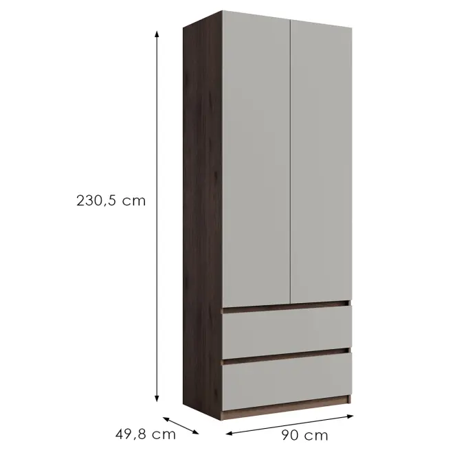 Skriňa Madison 2D2SZ 22 sivý/orech elegant