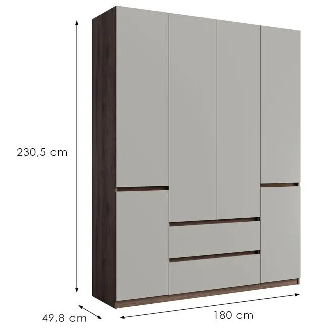Skriňa Madison 6D 2SZ 46 sivý/orech elegant,2