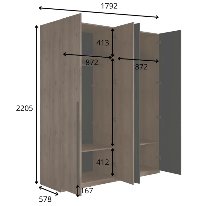 Skriňa Wenecja 20 orech elegant/čierna onyx,4