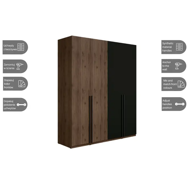 Skriňa Wenecja 20 orech elegant/čierna onyx