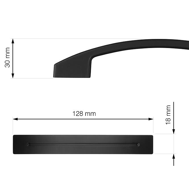 Nábytková úchytka Laxa 96 mm plast čierna matná,3