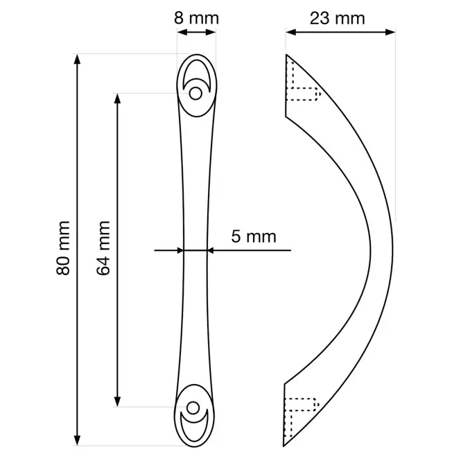 Nábytková úchytka Gitka 64 mm lesklý čierny nikl