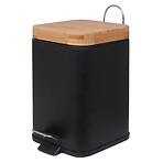 Odpadkový kôš Sido-Blk čierna/bambus/štvorec