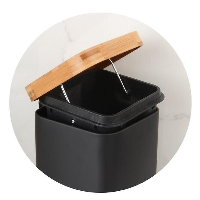 Odpadkový kôš Sido-Blk čierna/bambus/štvorec,3
