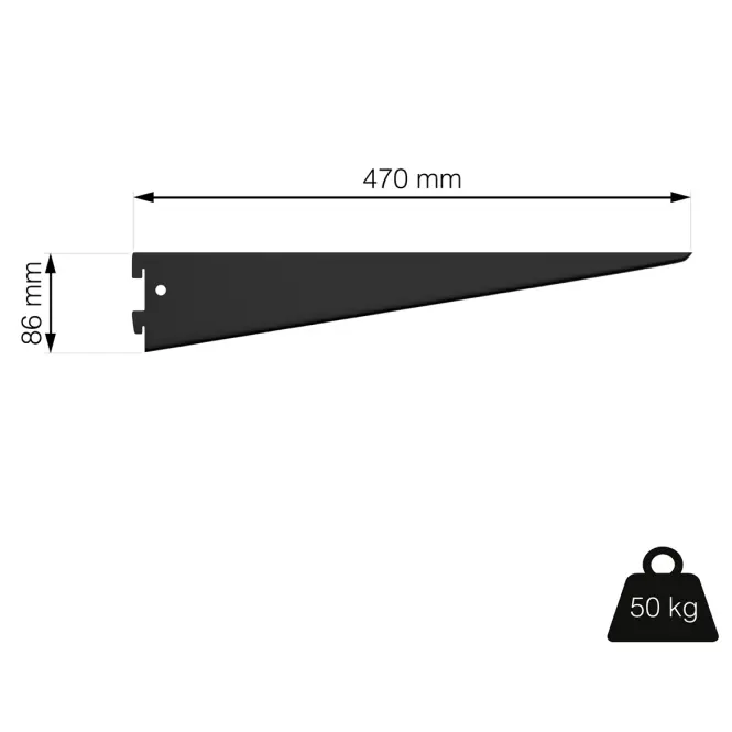 U-nosník 470 mm čierny matný
