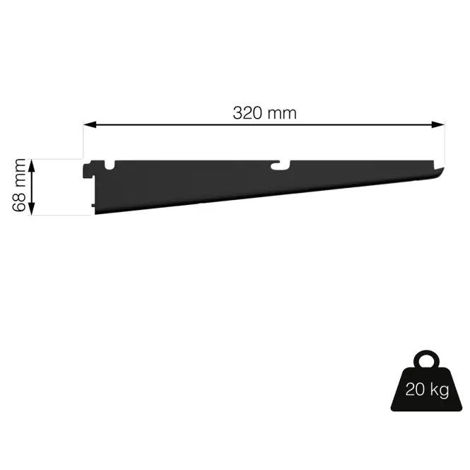 Nosník pre drôtené police 320 mm 20 kg čierny matný