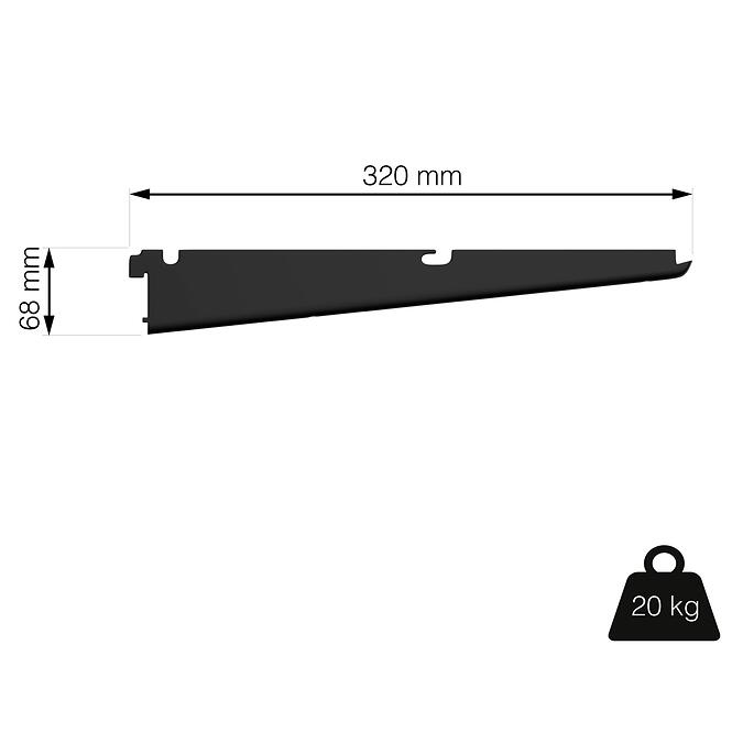Nosník pre drôtené police 320 mm 20 kg čierny matný,3