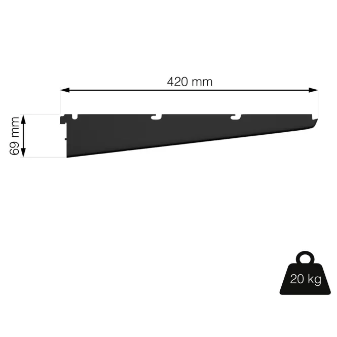 Nosník pre drôtené police 420 mm 20 kg čierny matný,3