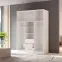 Skriňa 3D 150 cm so zrkadlom – biela, trojdverová, zásuvky,4