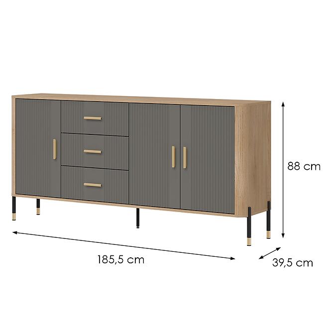 Komoda Dante Dt07 Dub Cremona/Sivá