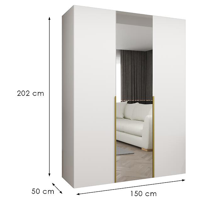 Skriňa Alicante II 150 biela/zlatá,2