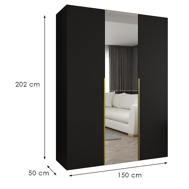 Skriňa Alicante II 150 čierna/zlatá,2