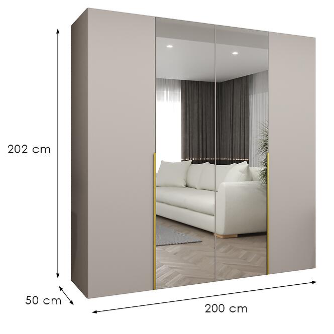 Skriňa Alicante II 200 kašmír/zlatá