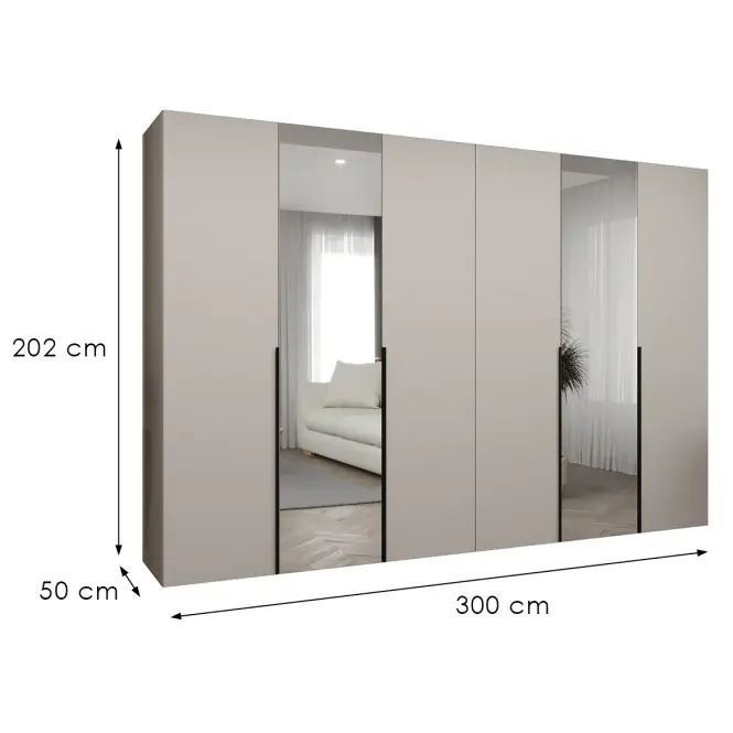 Skriňa Alicante II 300 kašmír/čierna,2