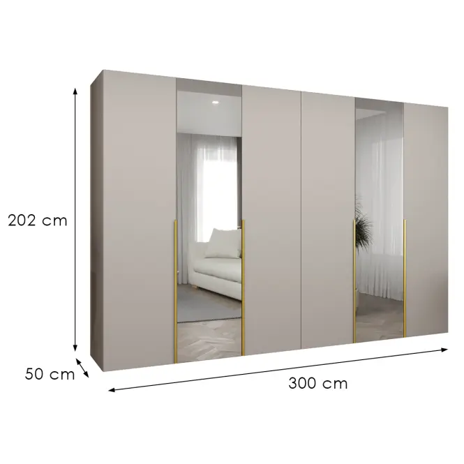 Skriňa Alicante II 300 kašmír/zlatá,2