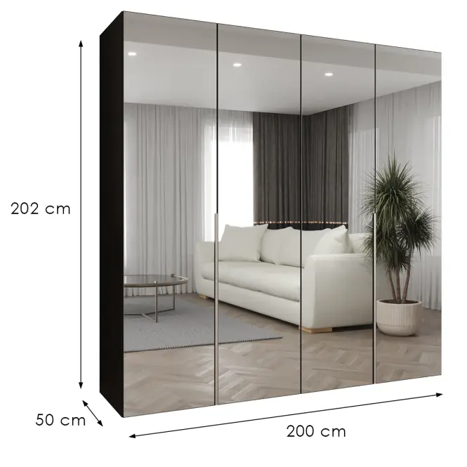 Skriňa Alicante III 200 čierna/strieborný