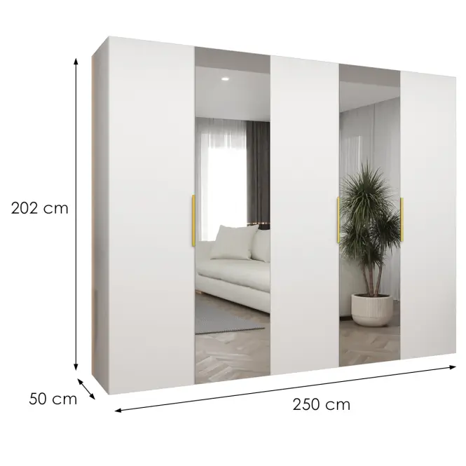Skriňa Marbella II 250 biela/zlatá,2