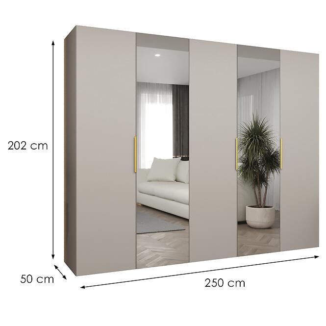 Skriňa Marbella II 250 kašmír/zlatá,2