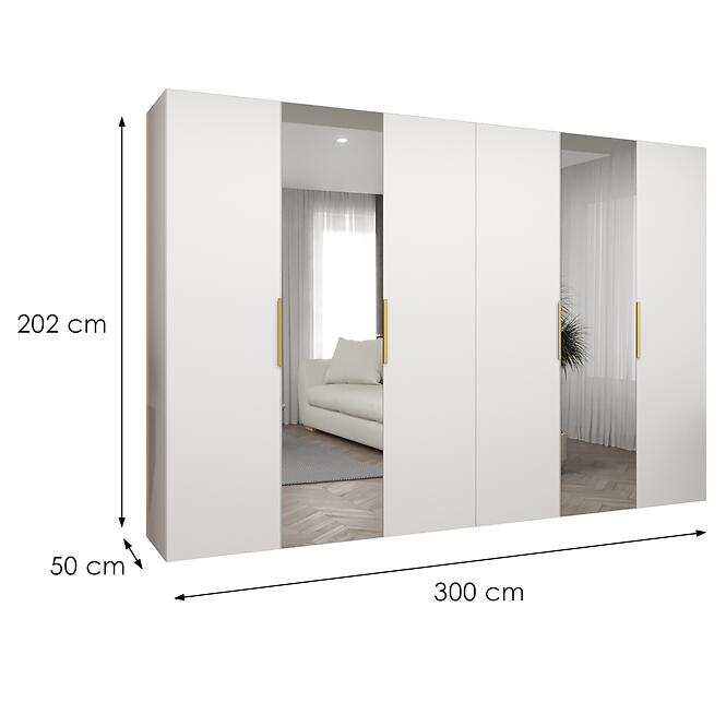 Skriňa Marbella II 300 biela/zlatá,2