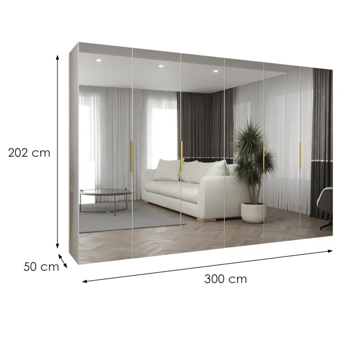 Skriňa Marbella III 300 biela/zlatá,2