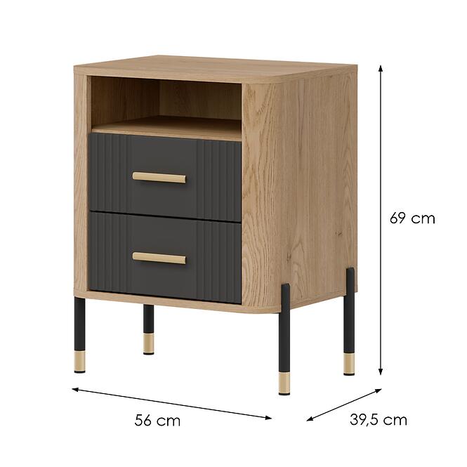 Nočný Stolík Dante Dt22 Dub Cremona/ Antracit,7