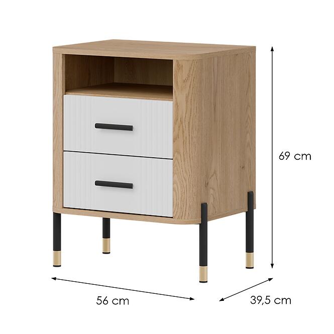 Nočný Stolík Dante Dt22 Dub Cremona/Biela