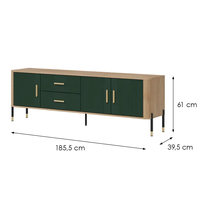 Komoda Dante Rtv Dt02 Dub Cremona/Zelený