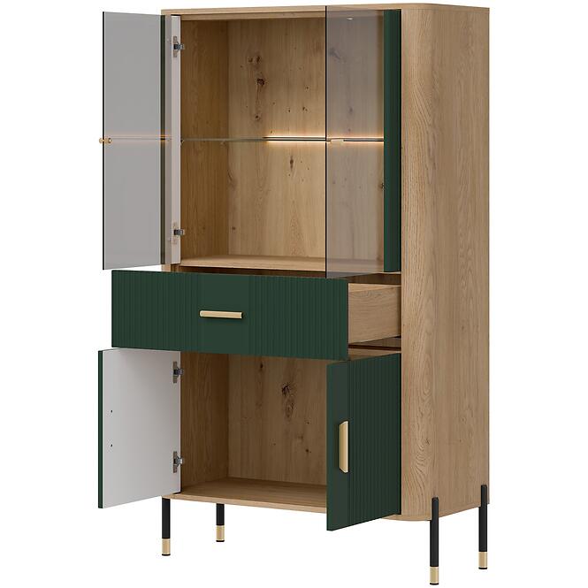 Vitrína Nízka Dante Dt12 Dub Cremona/Zelená,2