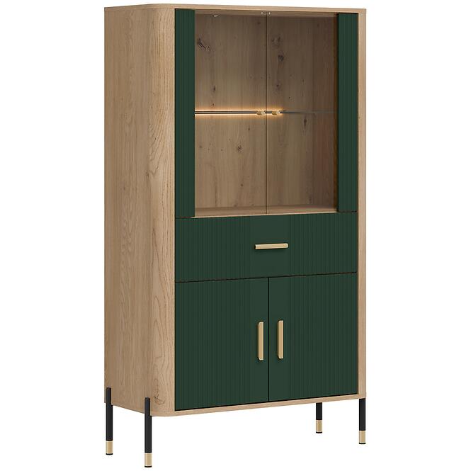 Vitrína Nízka Dante Dt12 Dub Cremona/Zelená,5