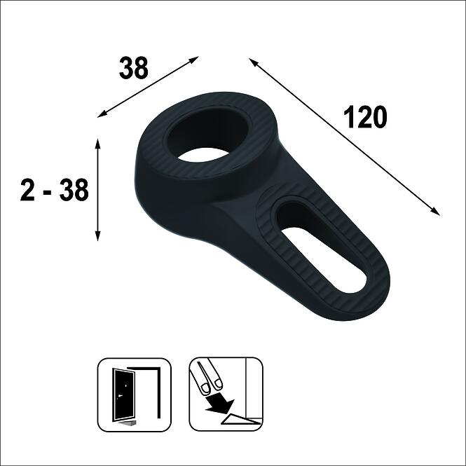 Dverový Klin TPE 120×38 mm čierny