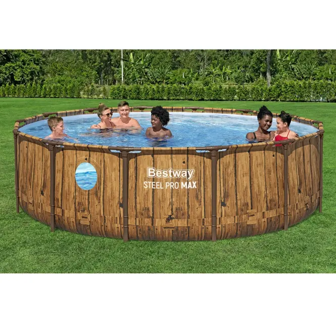 Bazén rámový s filtráciou 4,27 x 1,07 m drevený vzor BESTWAY 561JM