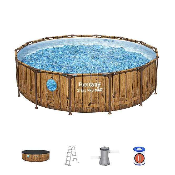 Bazén rámový s filtráciou 4,27 x 1,07 m drevený vzor BESTWAY 561JM,9