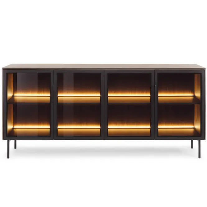 Komoda Lumi B 181 4d + Led Dub Dunin + Čierna