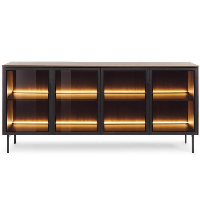 Komoda Lumi B 181 4d + Led Dub Dunin + Čierna
