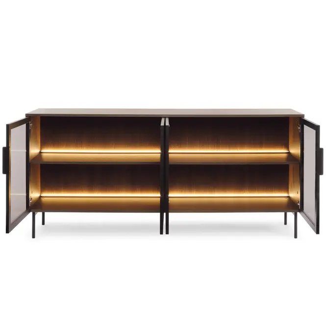 Komoda Lumi B 181 4d + Led Dub Dunin + Čierna