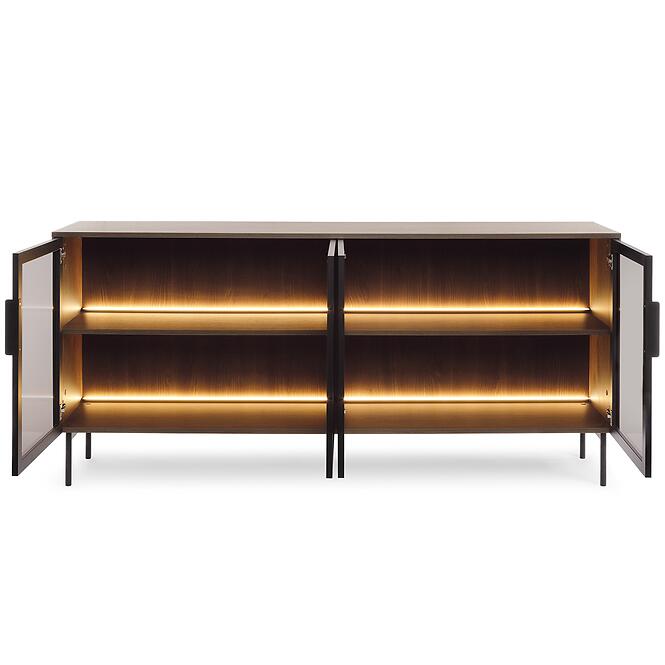Komoda Lumi B 181 4d + Led Dub Dunin + Čierna