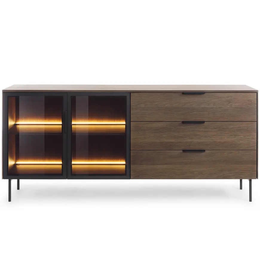 Komoda Lumi C 181 2d3s + Led Dub Dunin + Čierna