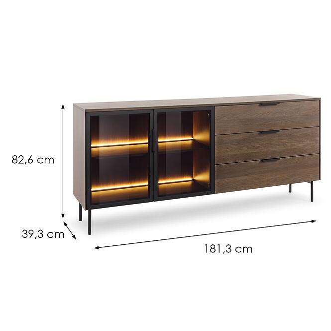 Komoda Lumi C 181 2d3s + Led Dub Dunin + Čierna
