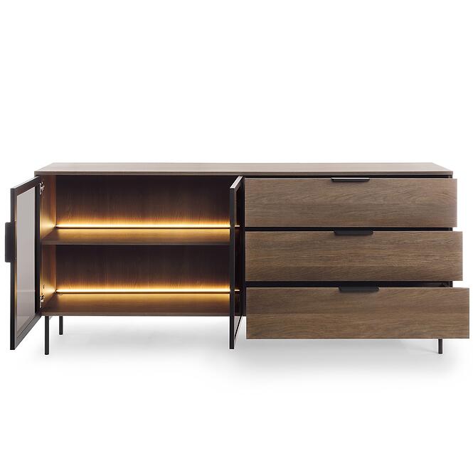 Komoda Lumi C 181 2d3s + Led Dub Dunin + Čierna