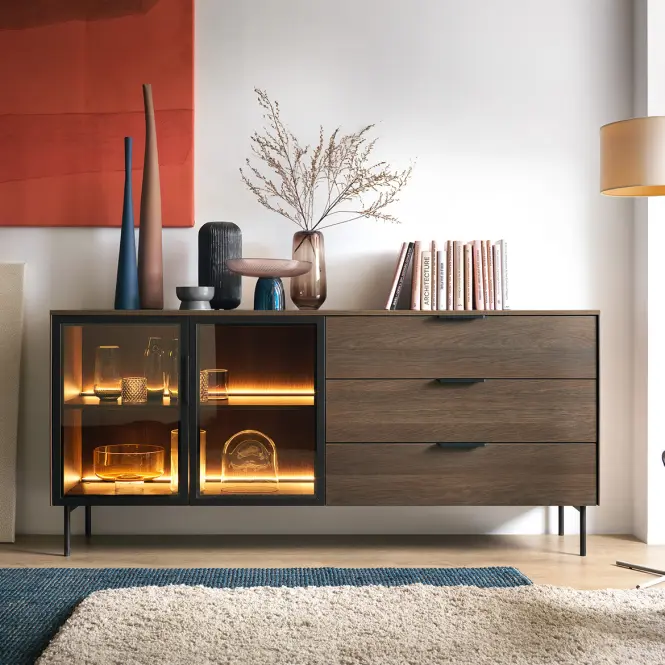 Komoda Lumi C 181 2d3s + Led Dub Dunin + Čierna