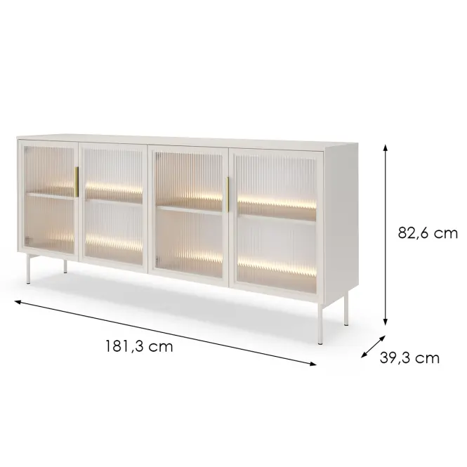 Komoda Lumi B 181 4d + Led Kašmír