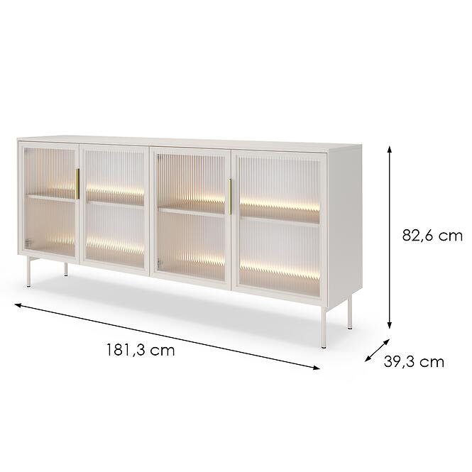 Komoda Lumi B 181 4d + Led Kašmír,2