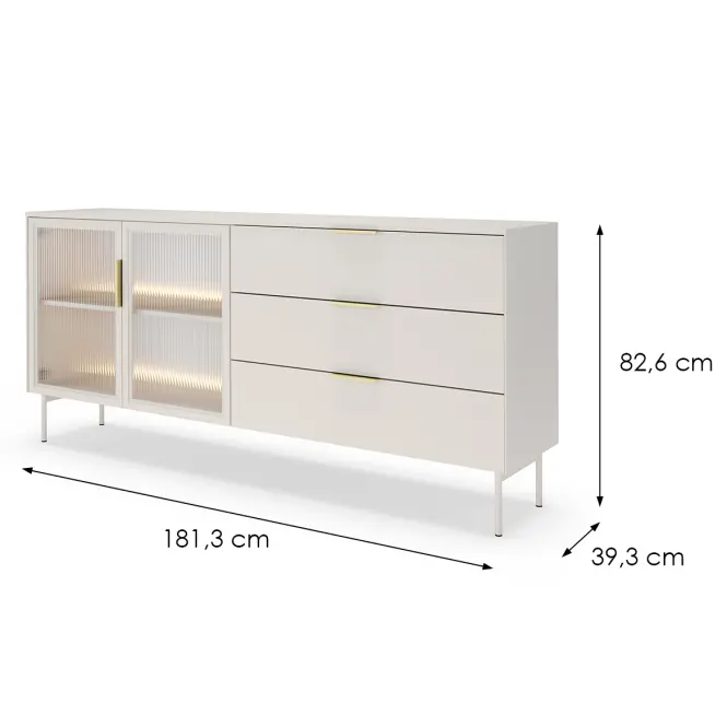 Komoda Lumi C 181 2d3s + Led Kašmír