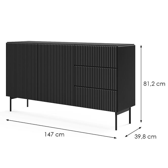 Komoda Muti D 147 2d3s Čierna