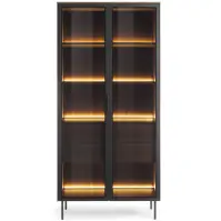 Vitrína Lumi Vysoká A 91 2d2s + Led Dub Dunin + Čierna