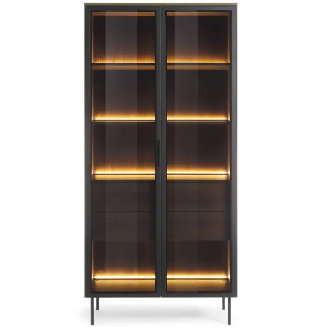 Vitrína Lumi Vysoká A 91 2d2s + Led Dub Dunin + Čierna