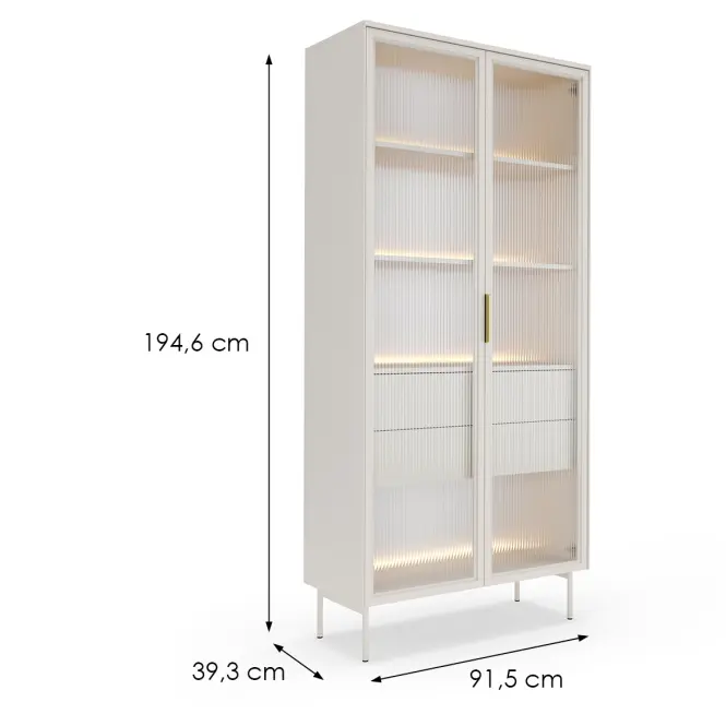 Vitrína Lumi Vysoká A 91 2d2s + Led Kašmír